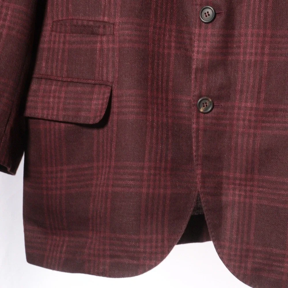 Brunello Cucinelli Frisé Prince Of Wales Deconstructed Blazer Jacket 52 IT $5995